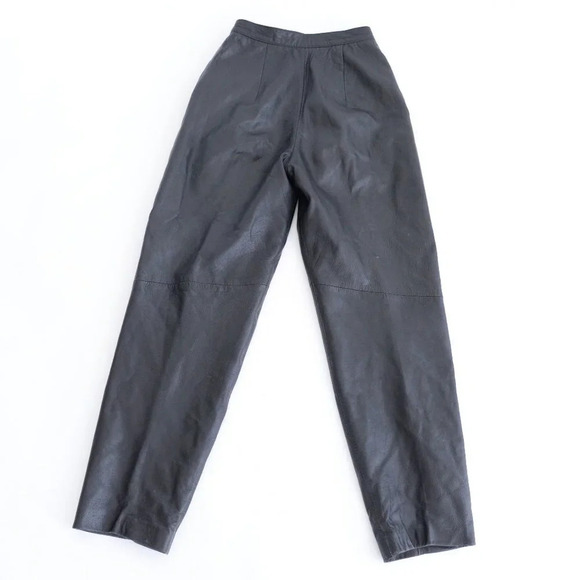 Vintage The Ole  Hide House Black Leather Straight Leg Pants Size 6 - Picture 11 of 11